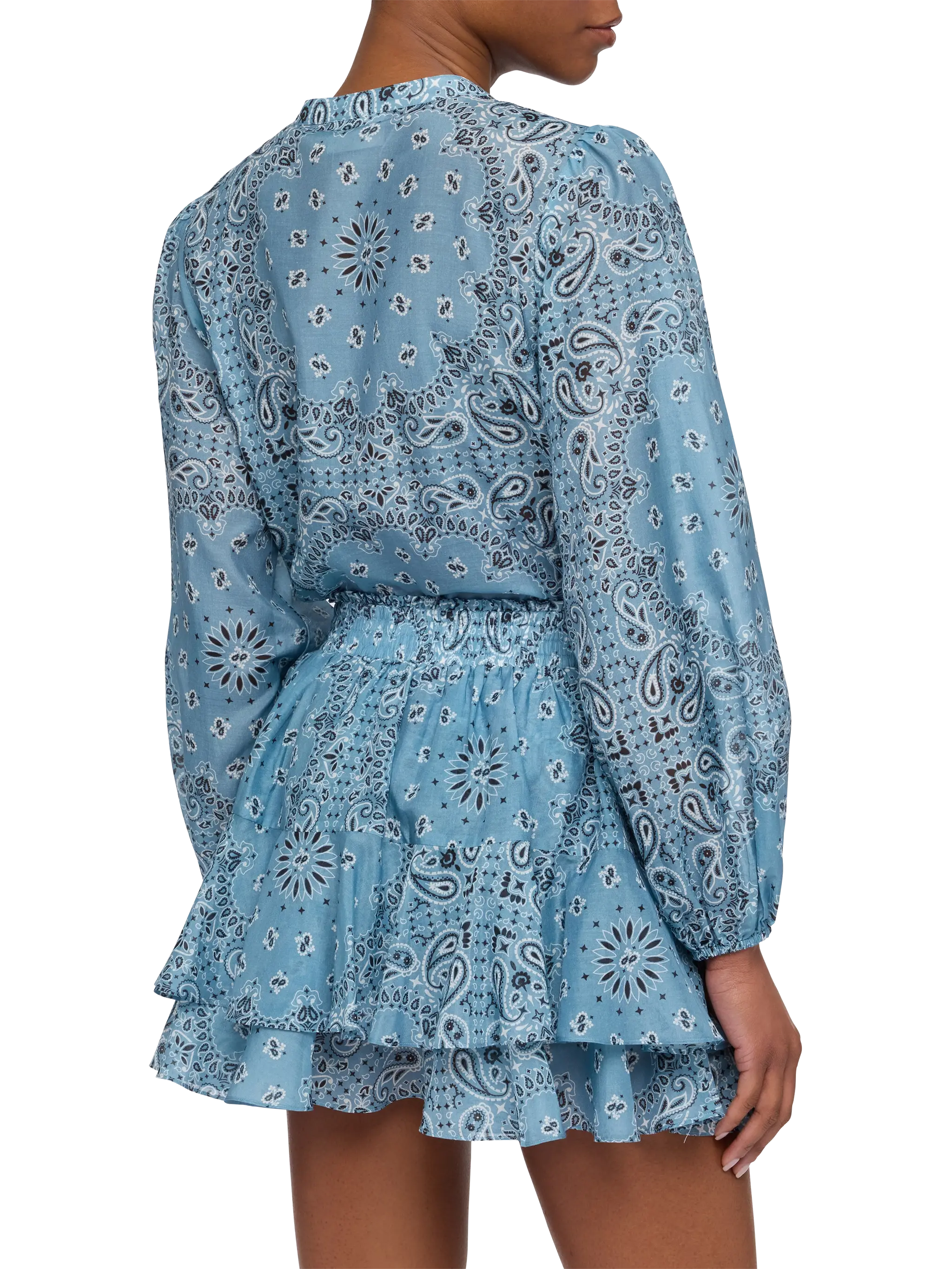 Harper Blouse Lurex Silk Voile With Bandana Print Blue Shirt
