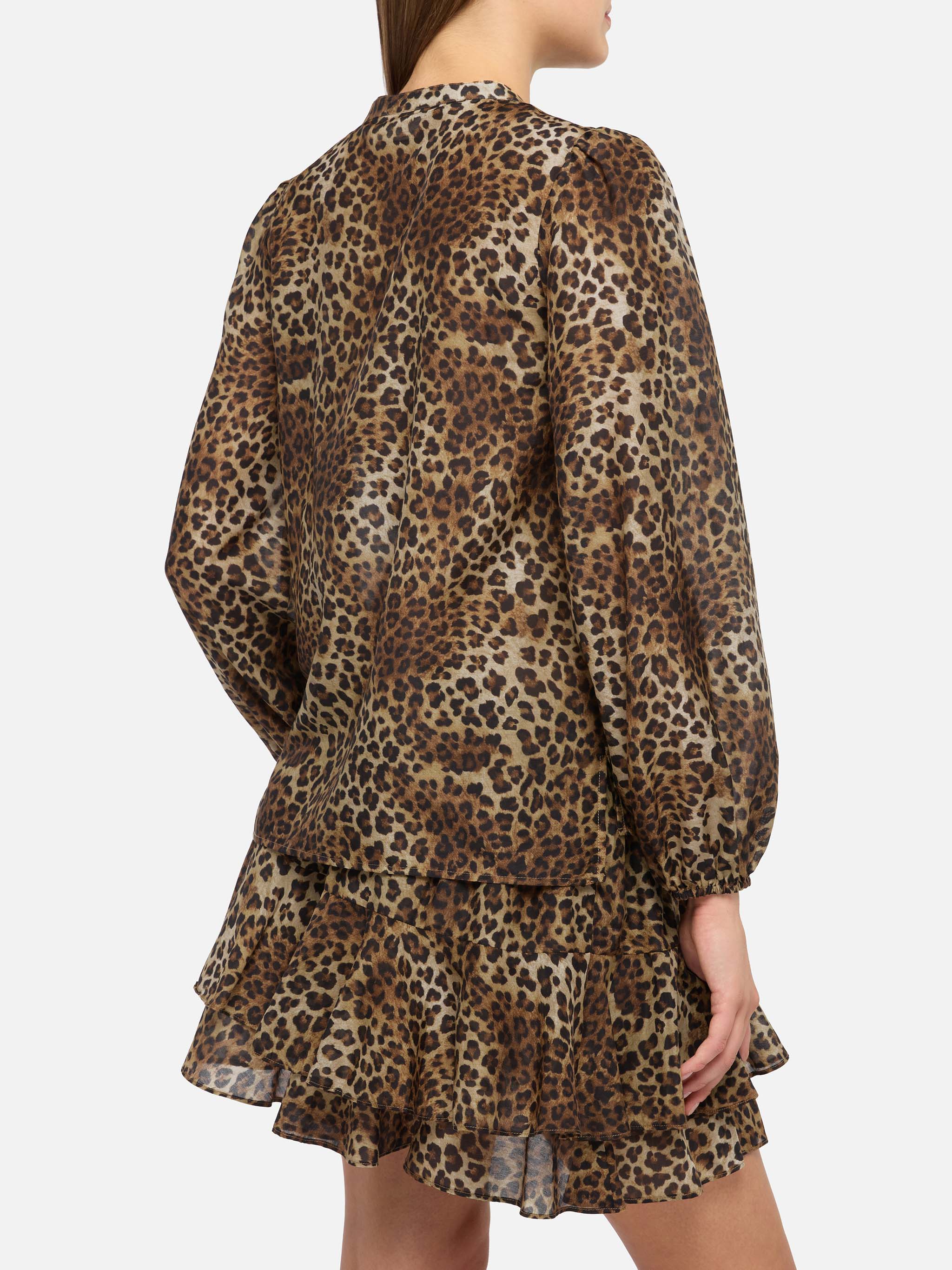 Harper Silk Voile Blouse With Animalier Print White Shirt