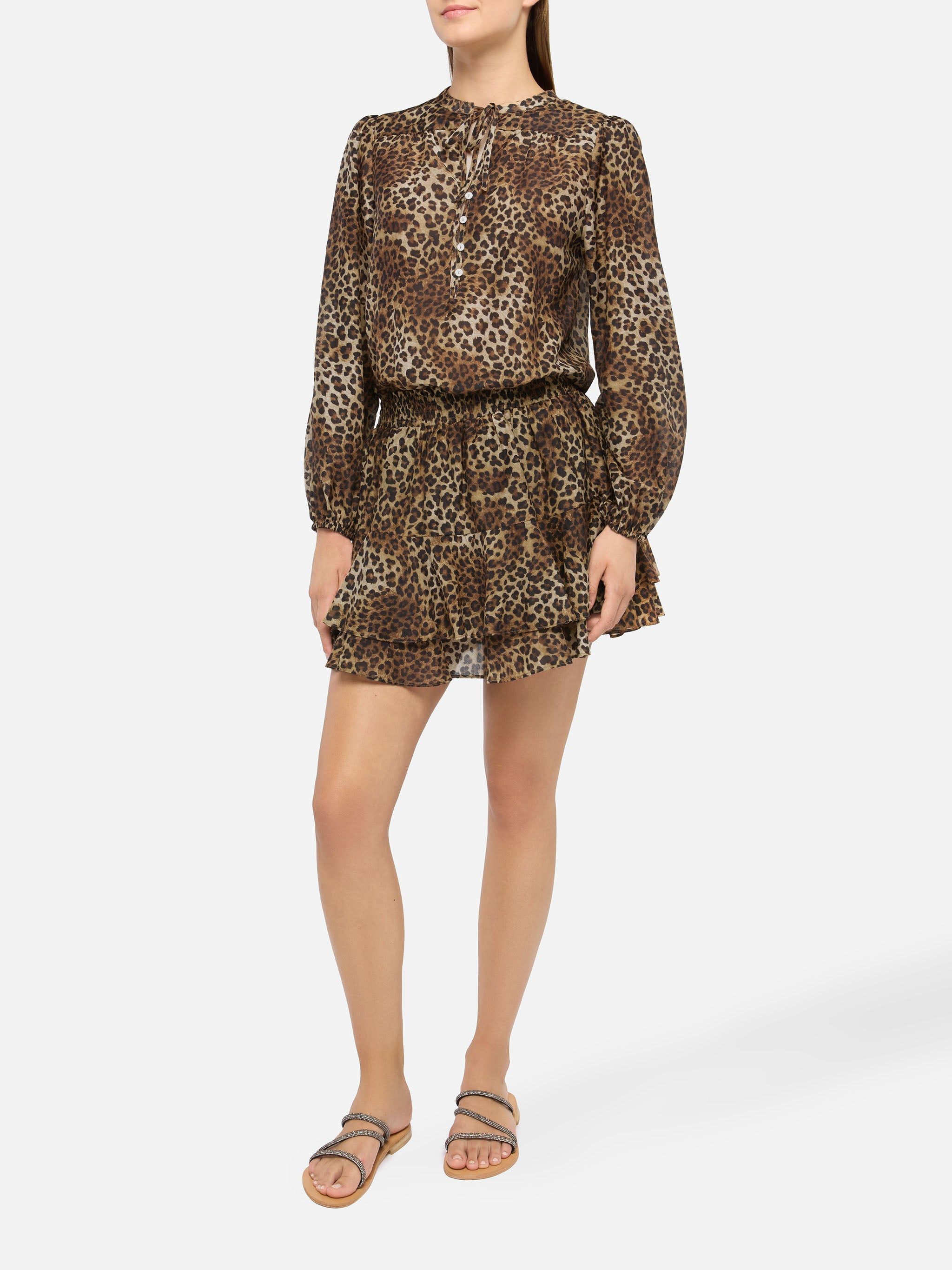 Harper Silk Voile Blouse With Animalier Print White Shirt