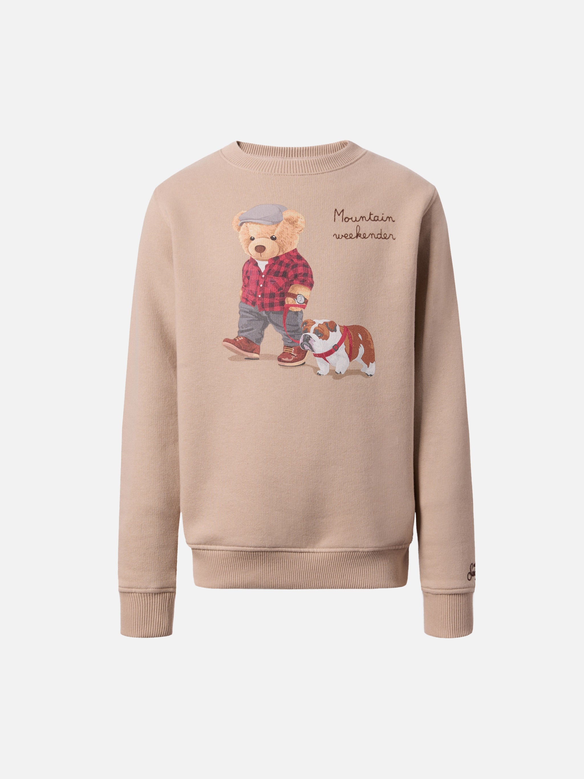 Hutton Crewneck Sweatshirt With Bear Print Brown