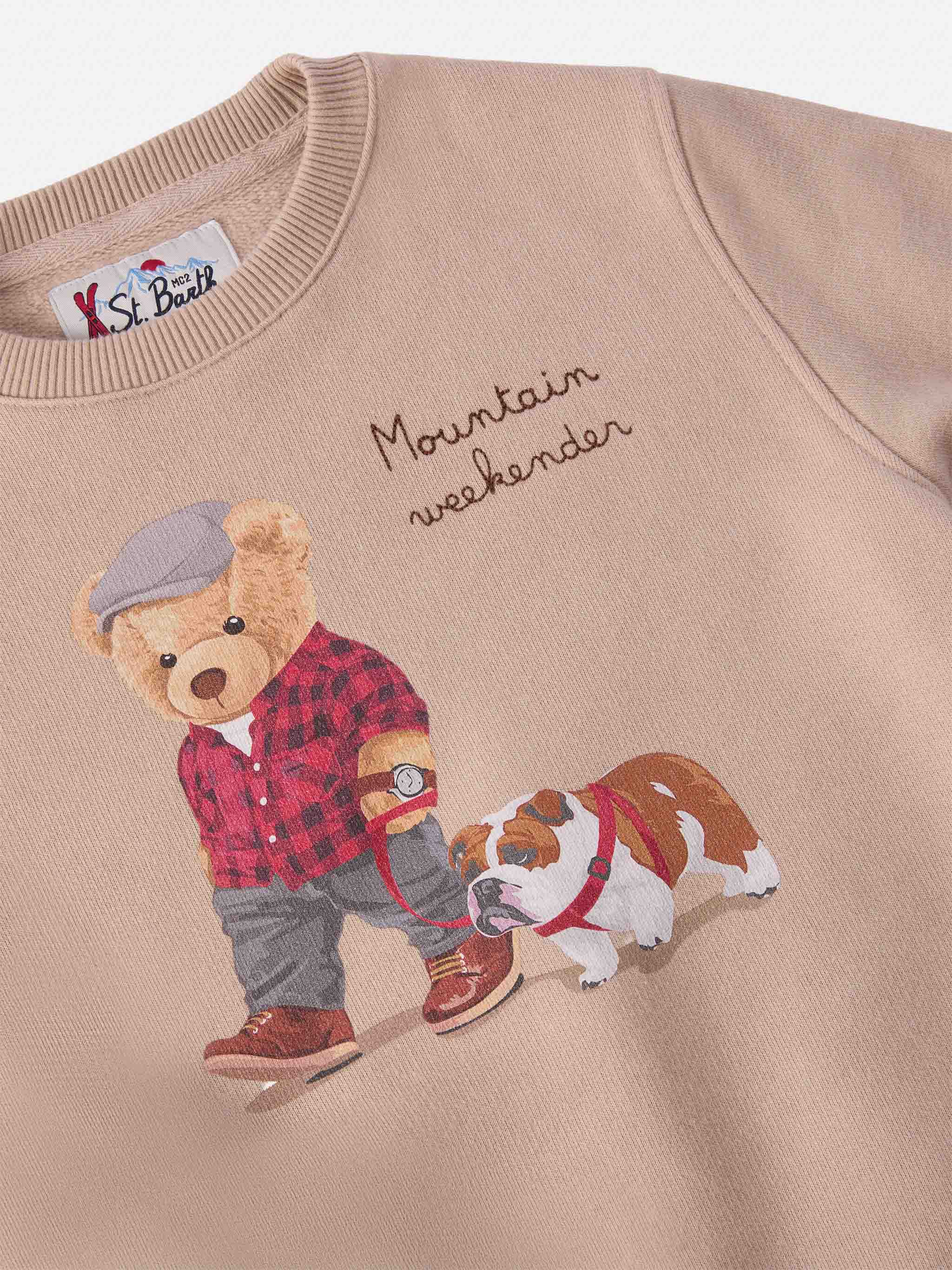Hutton Crewneck Sweatshirt With Bear Print Brown