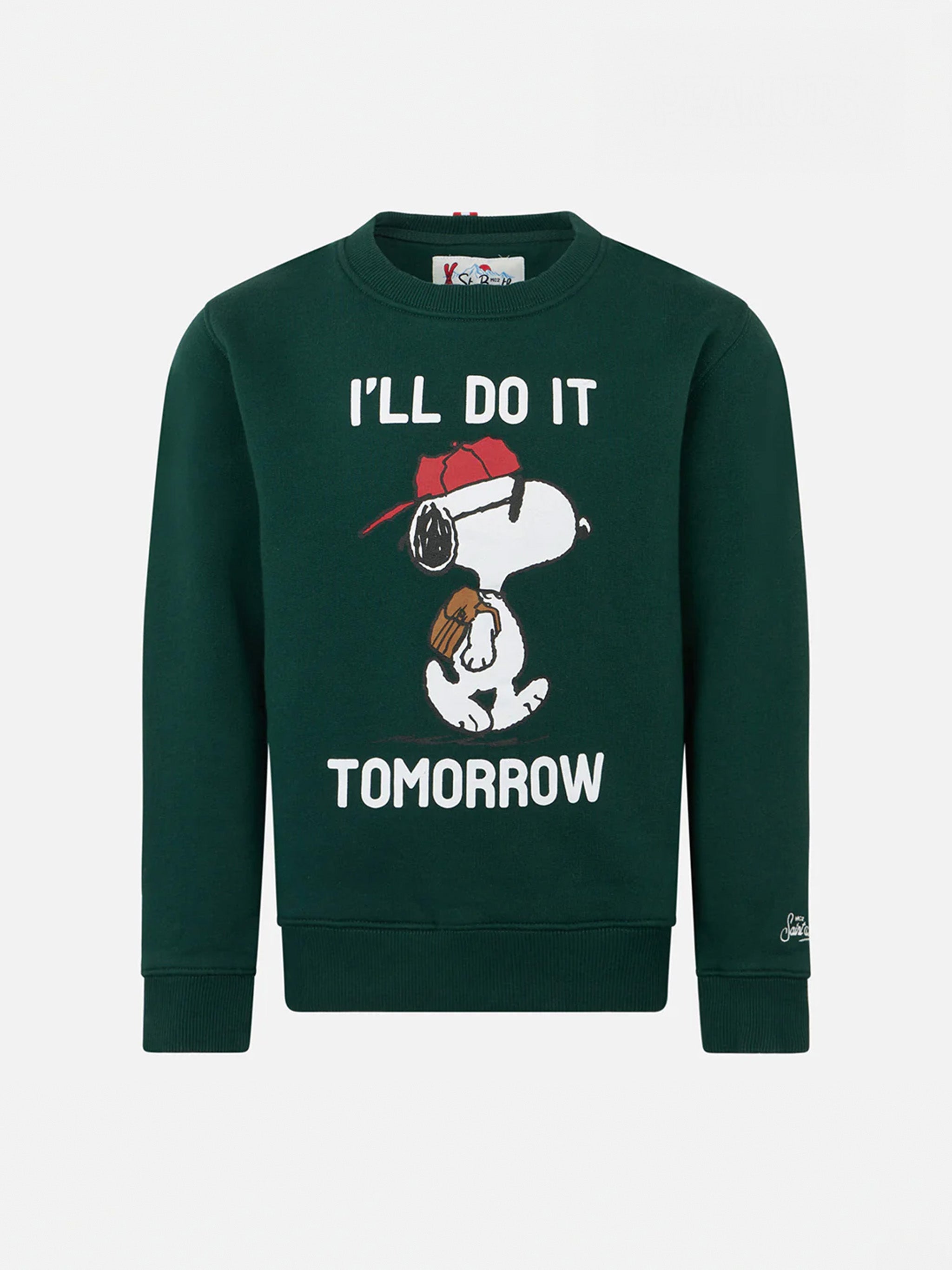 Boy Crewneck Green Sweatshirt With Snoopy Print | Peanuts™ Special Edition
