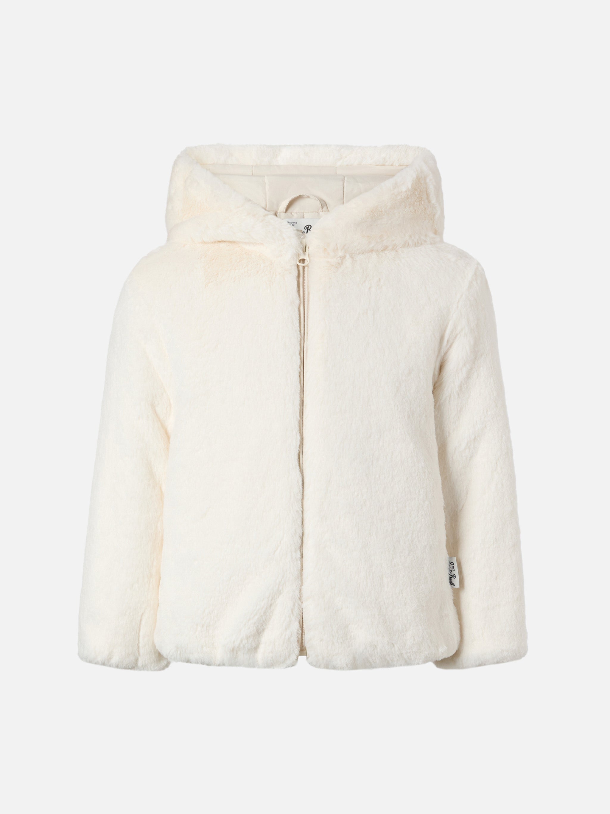 Faux-Fur Jacket With Hood, Ears And Trudi Charm White