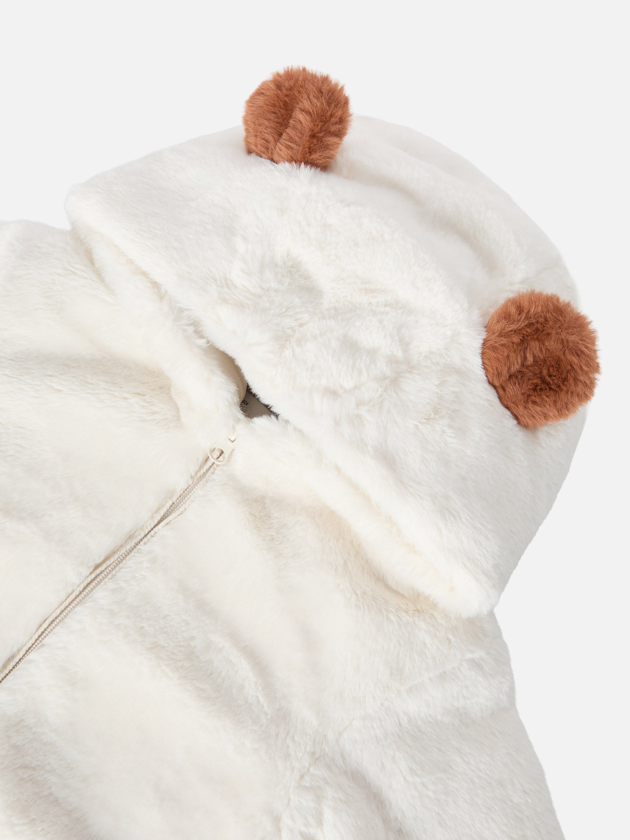 Faux-Fur Jacket With Hood, Ears And Trudi Charm White