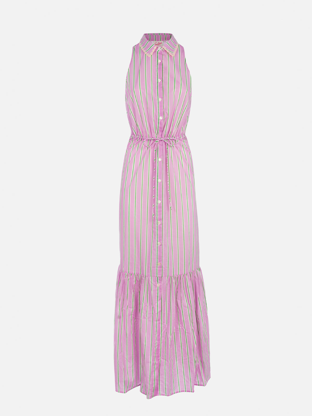 Ida Lilac And Orange Striped Long Dress Pink