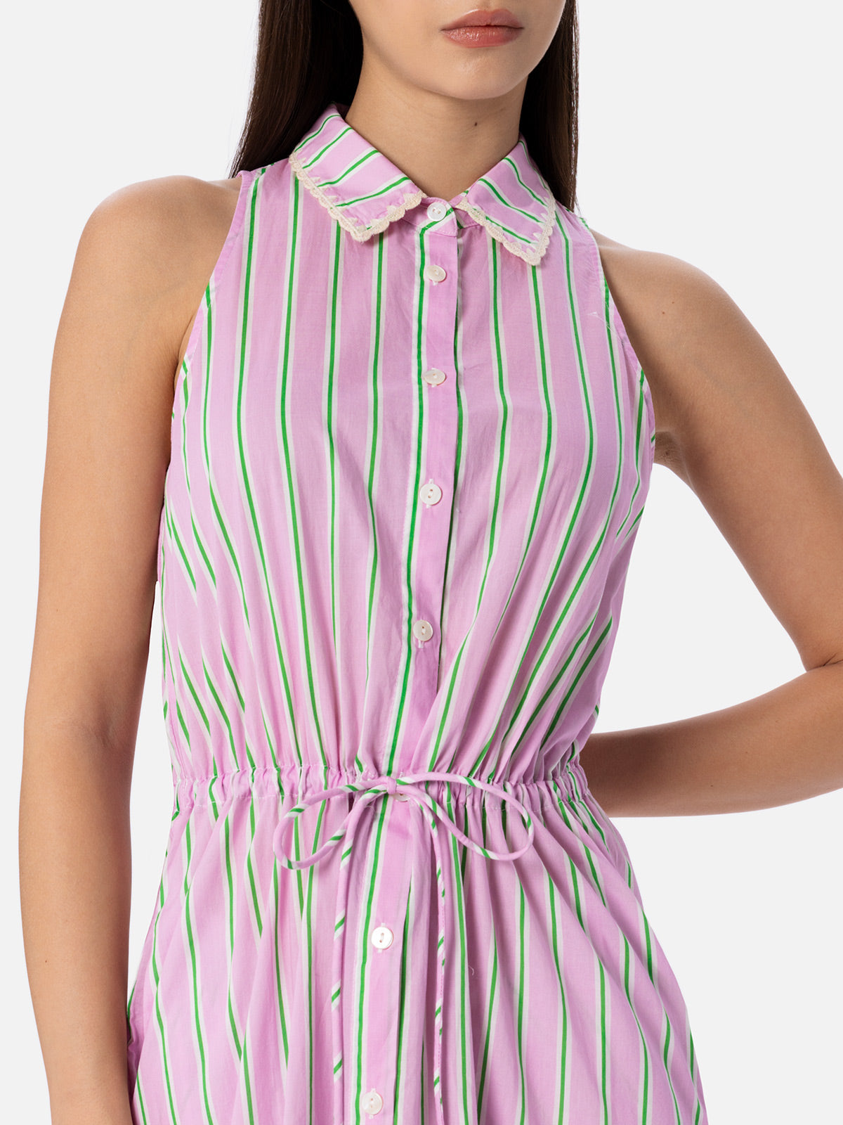 Ida Lilac And Orange Striped Long Dress Pink