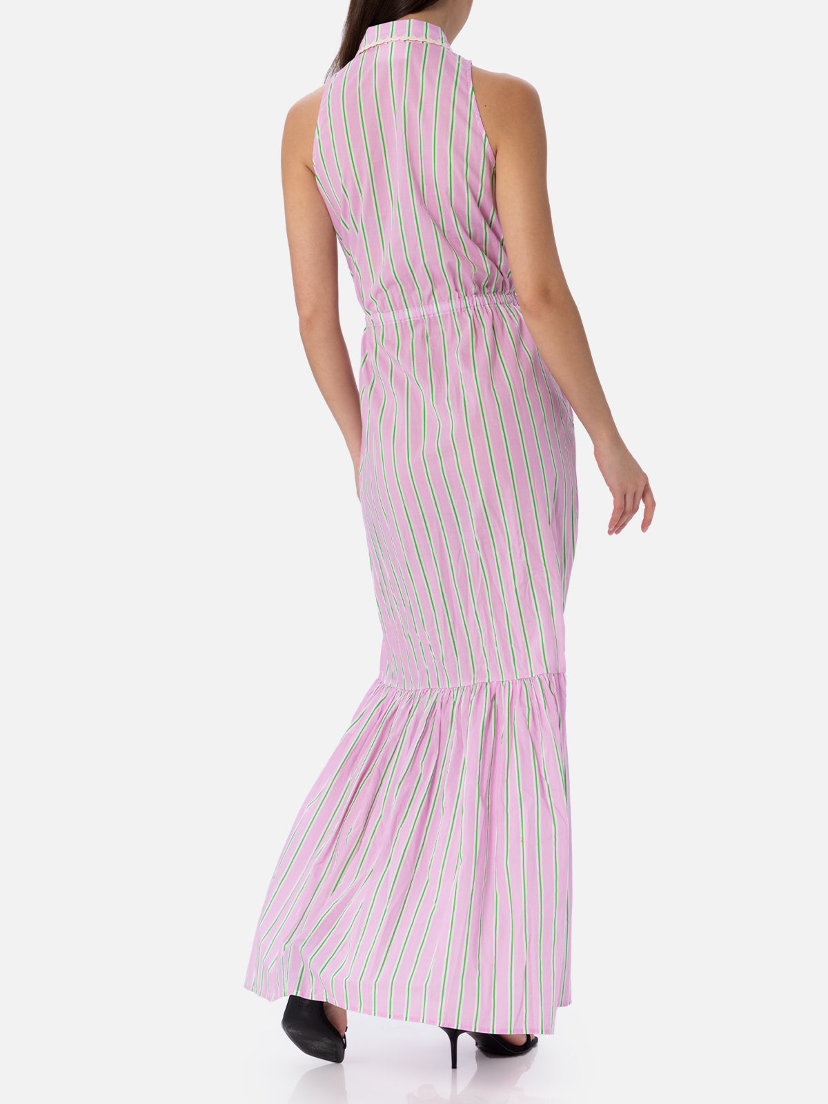 Ida Lilac And Orange Striped Long Dress Pink