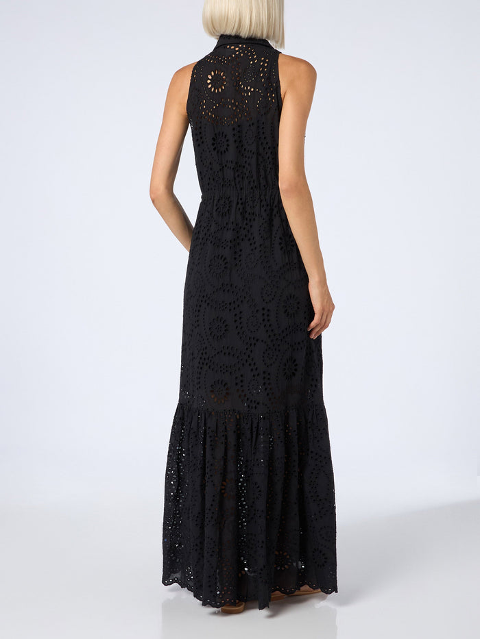 Black Sangallo Ida Embry Halterneck Long Dress