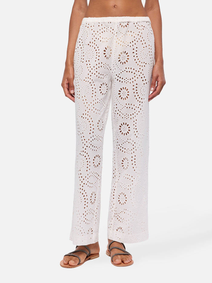 Inez White Sangallo Lace Pants
