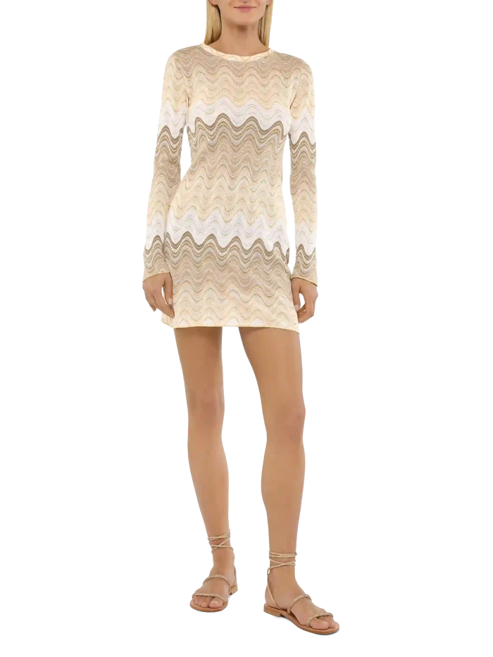 Imany Raschel Mini Dress Gold Hues Beige