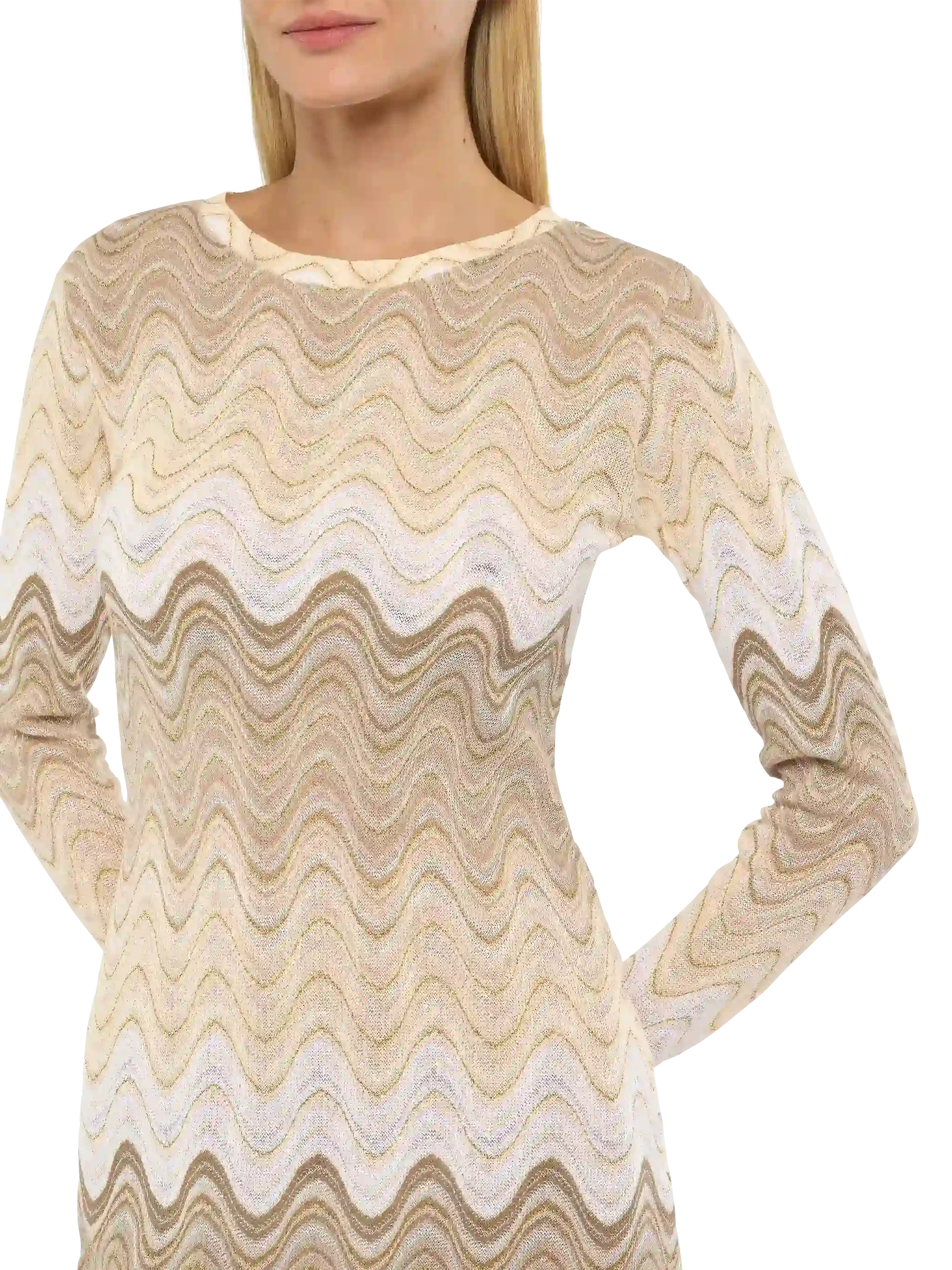 Imany Raschel Mini Dress Gold Hues Beige