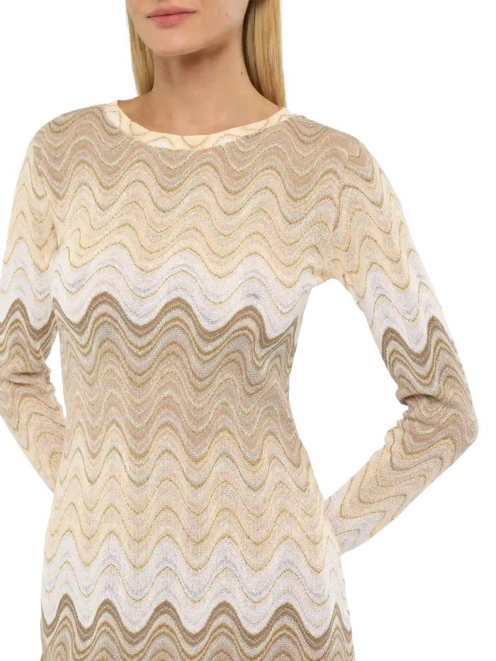 Imany Raschel Mini Dress Gold Hues Beige