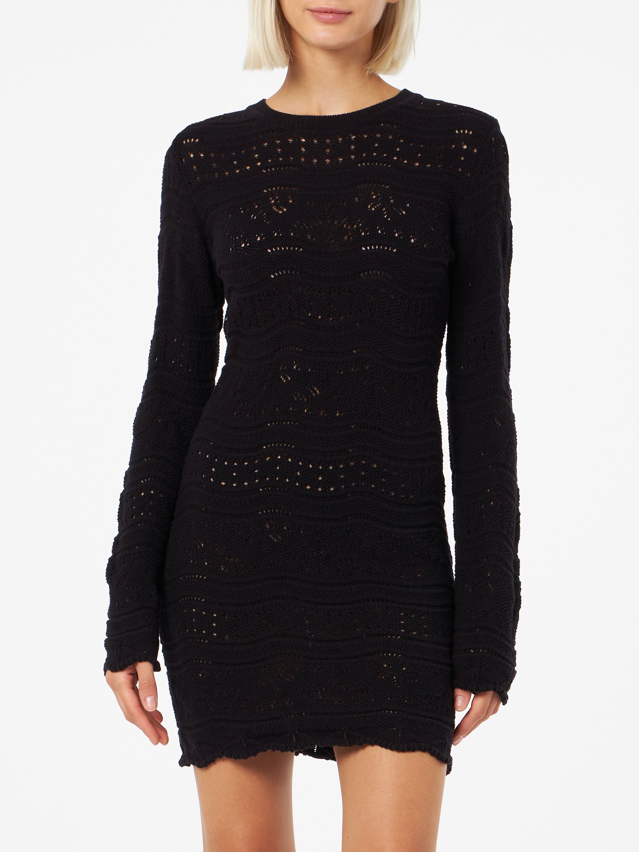 Imany Cotton Knit Mini Dress Black