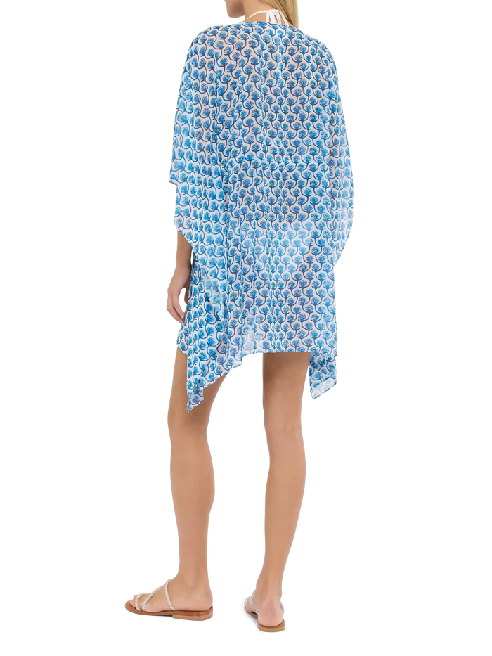 Iria Cotton Silk Kaftan With Floral Print White Sarong