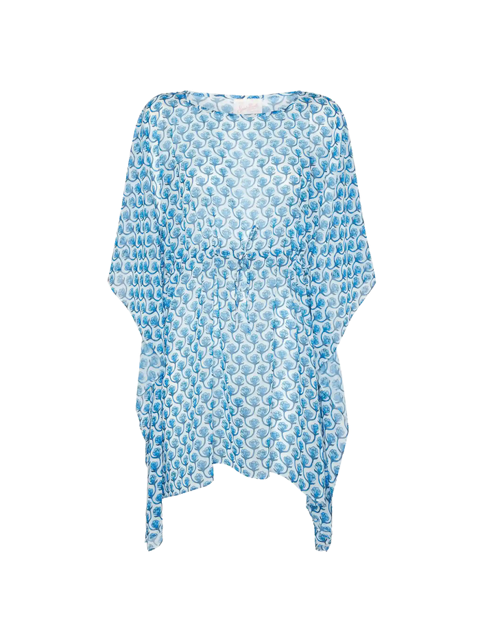 Iria Cotton Silk Kaftan With Floral Print White Sarong