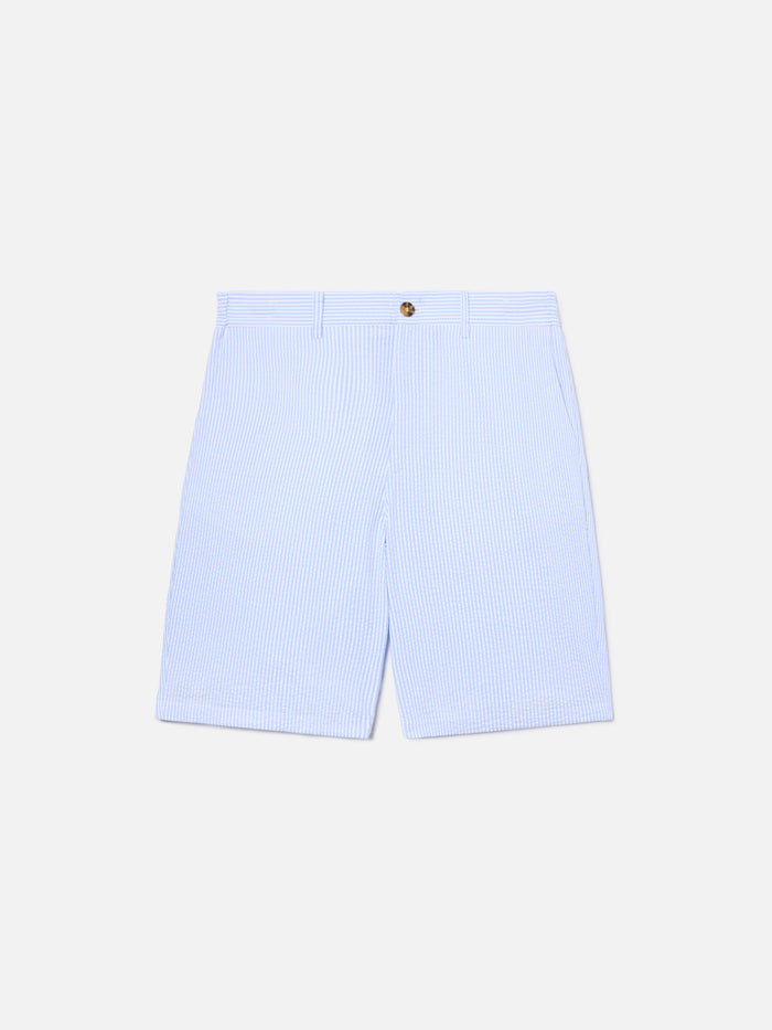 Light Blue Ischia Bermuda Shorts Striped Seersucker Pant
