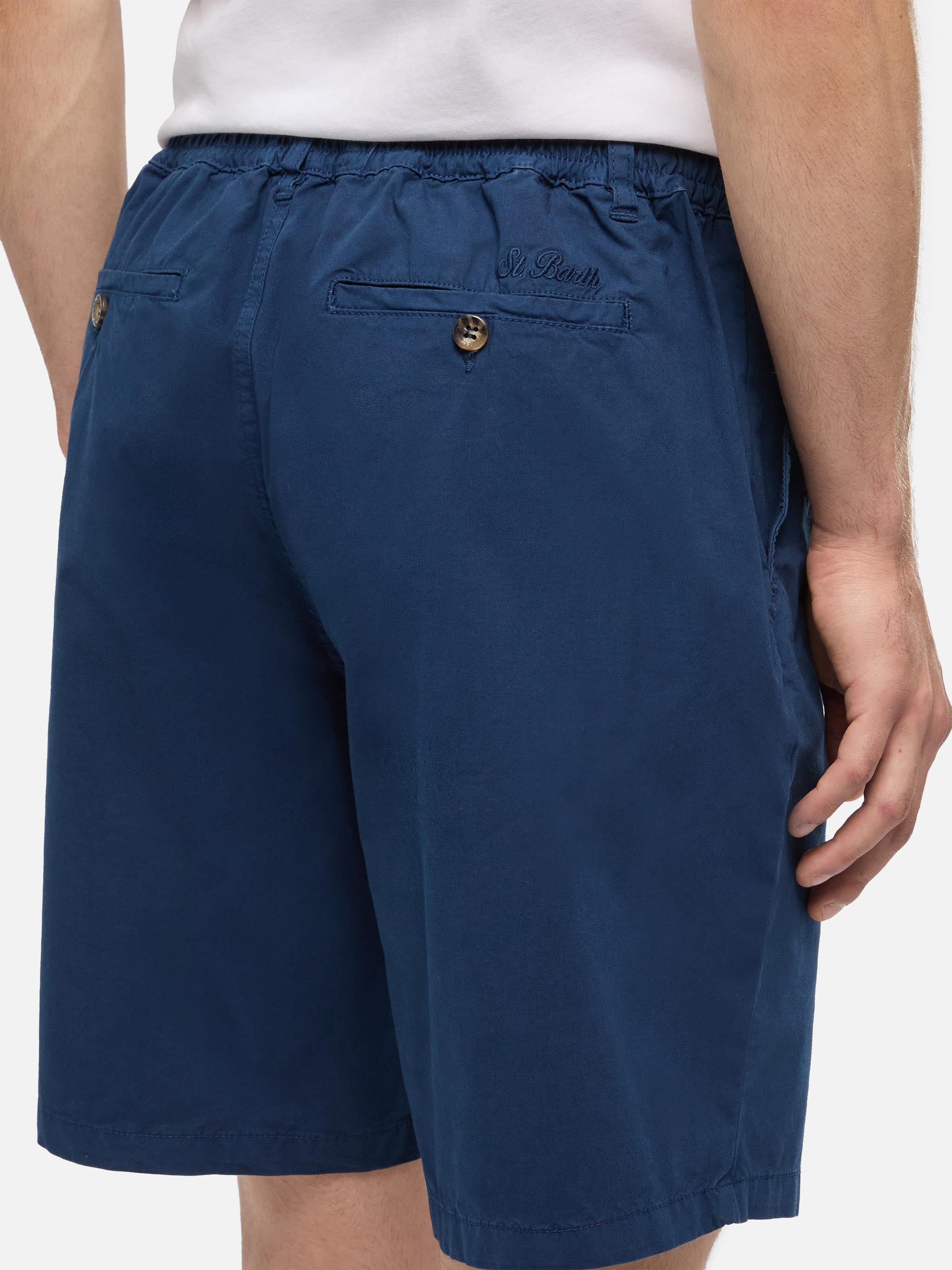 Navy Blue Cotton Bermuda Shorts Ischia Pant