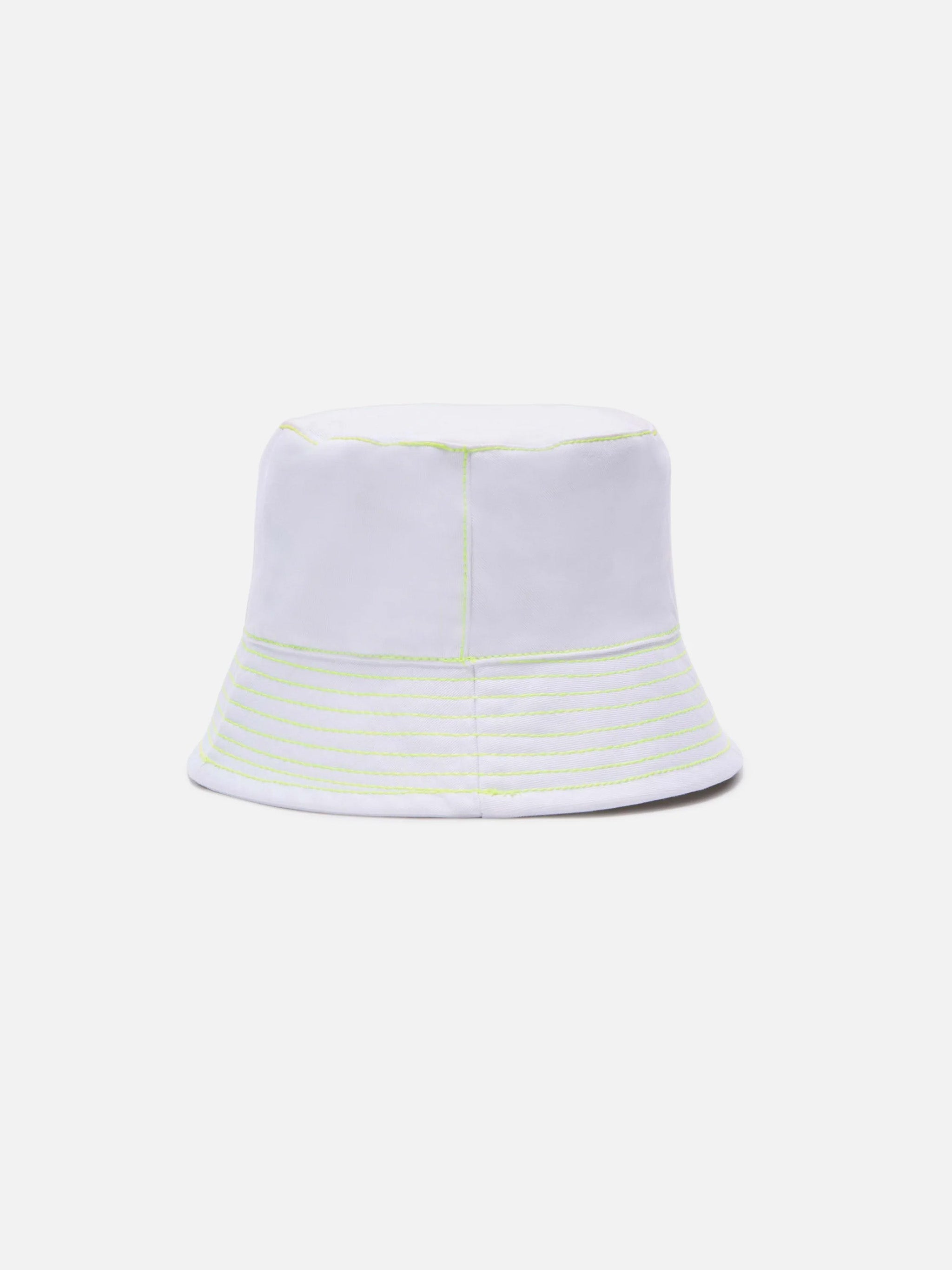 Cotton Bucket Hat With Front Embroidery White