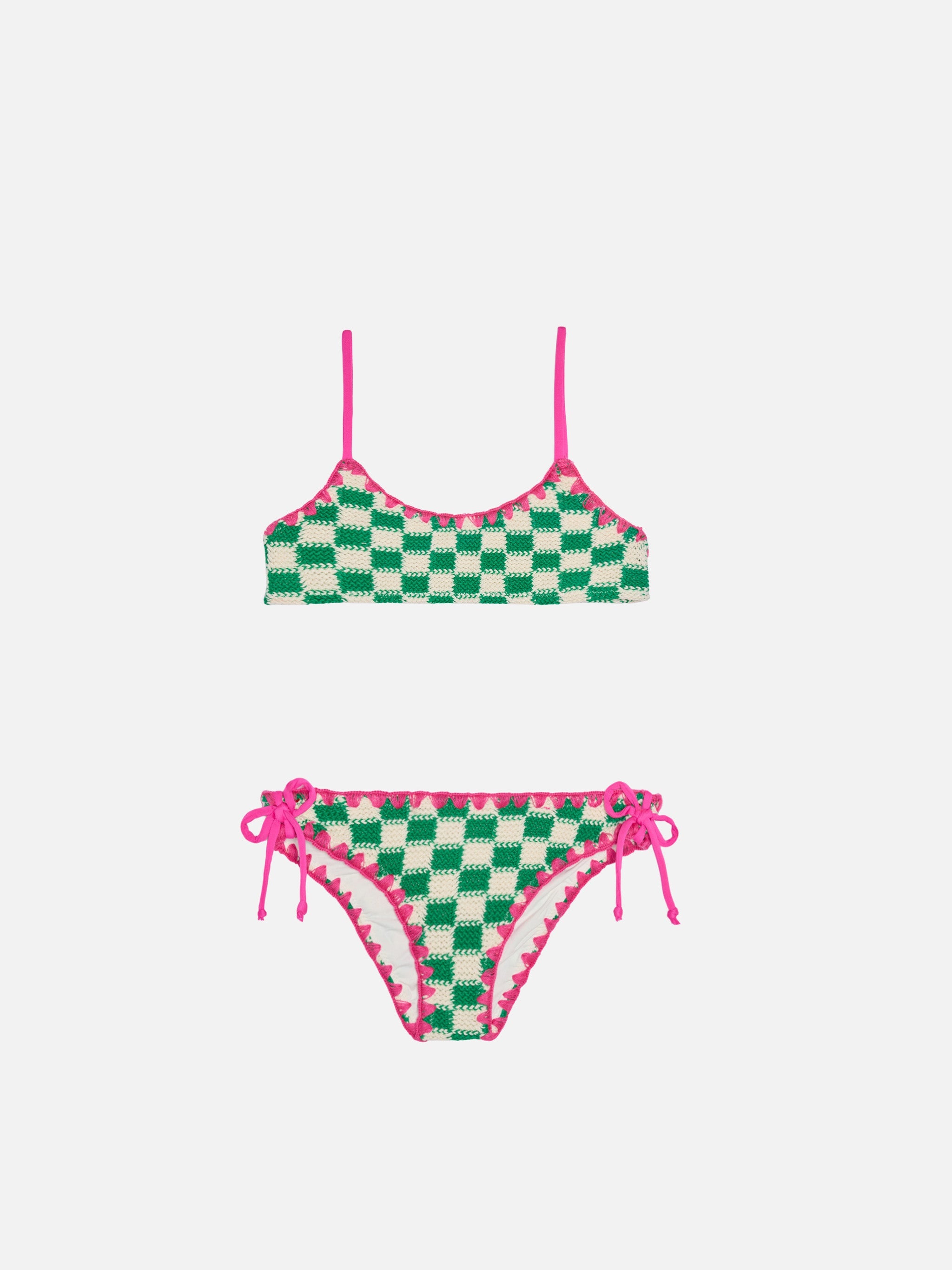Girl Bralette Bikini With Embroidery Green