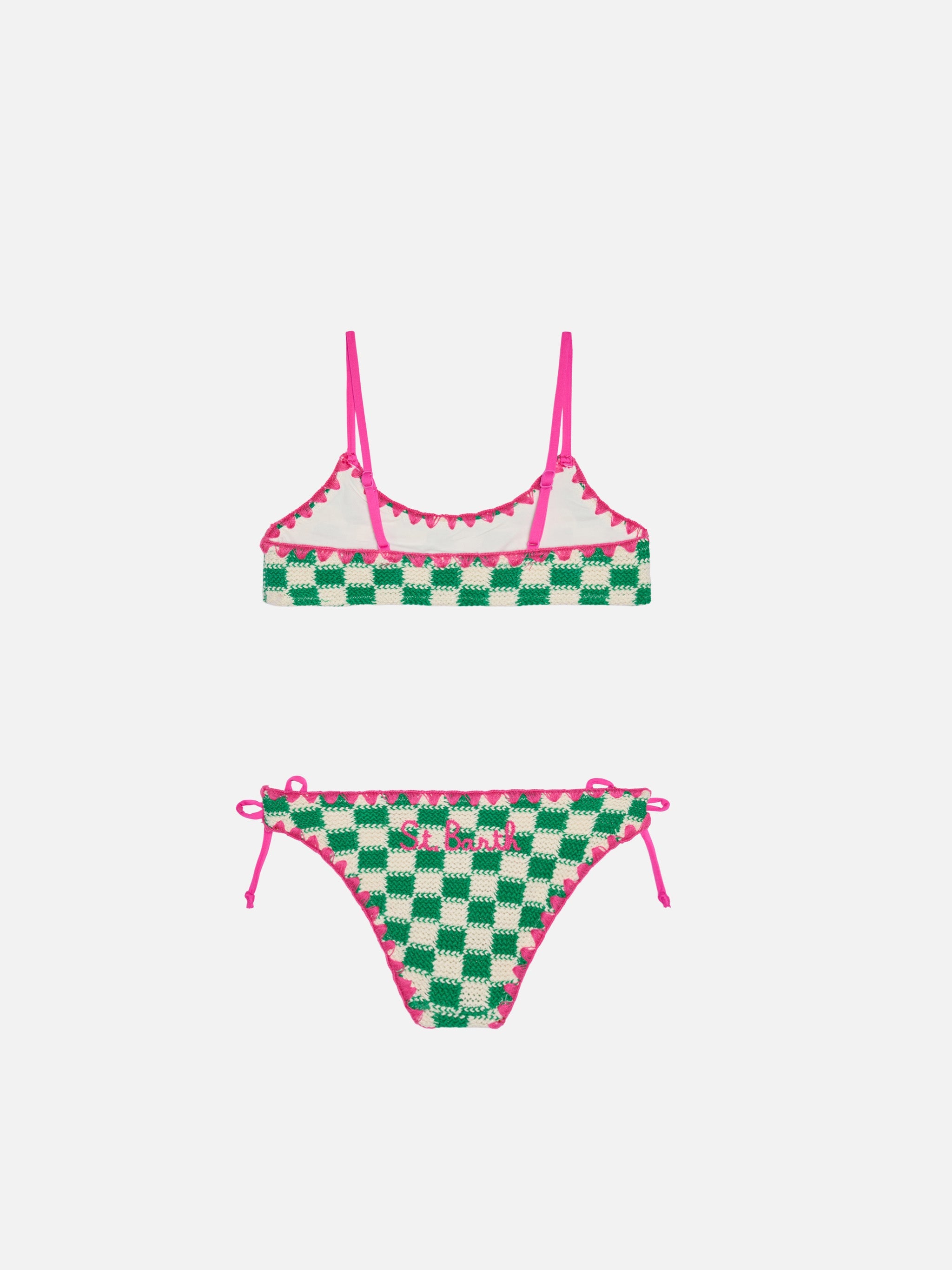 Girl Bralette Bikini With Embroidery Green