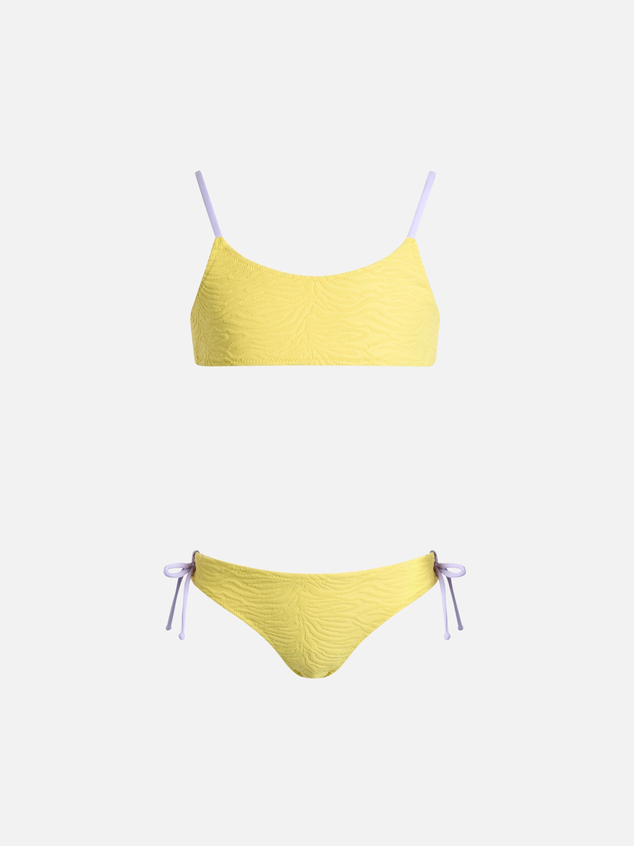 Girl Zebra Embossed Bralette Bikini Jaiden Yellow