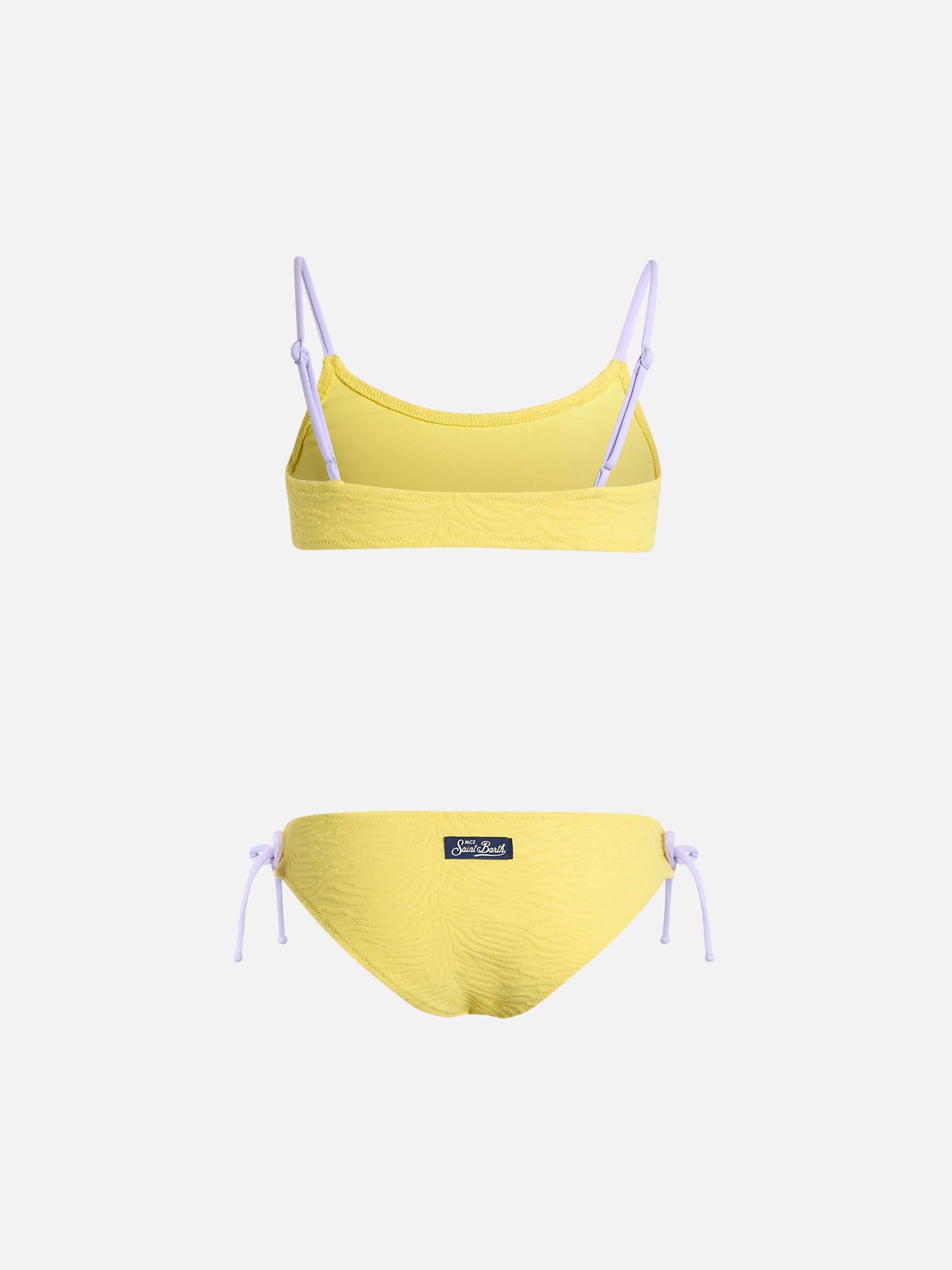 Girl Zebra Embossed Bralette Bikini Jaiden Yellow