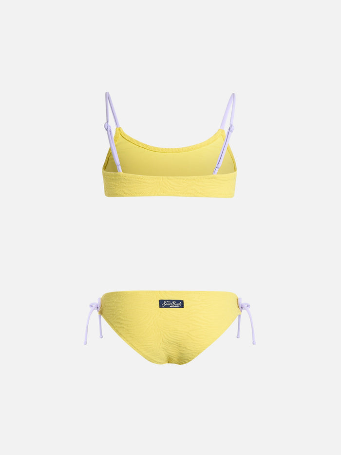 Girl Zebra Embossed Bralette Bikini Jaiden Yellow
