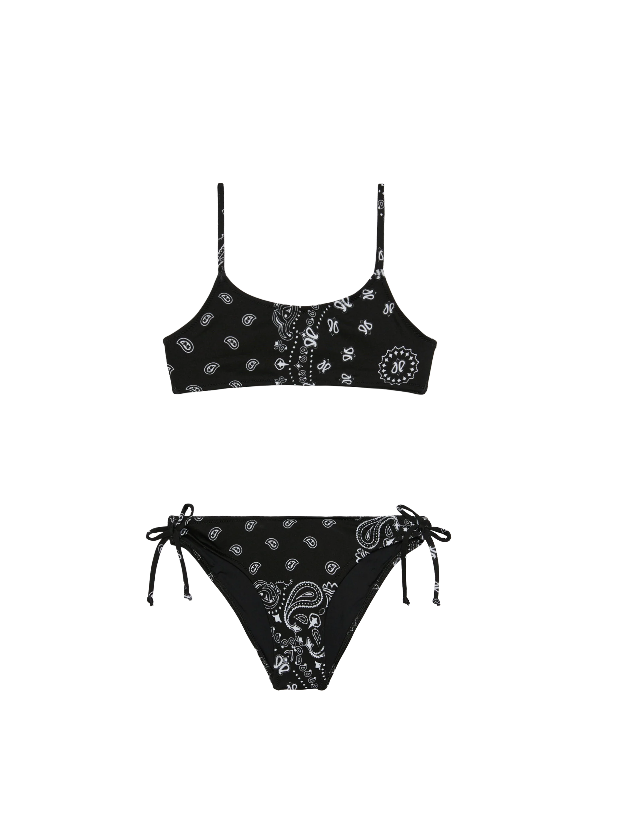 Girl Bralette Bikini With Bandanna Print Black