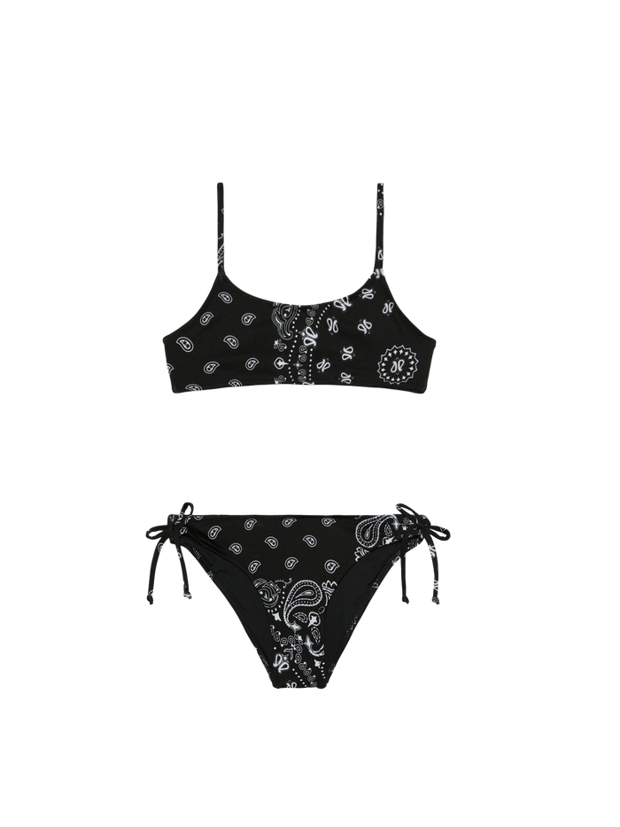 Girl Bralette Bikini With Bandanna Print Black