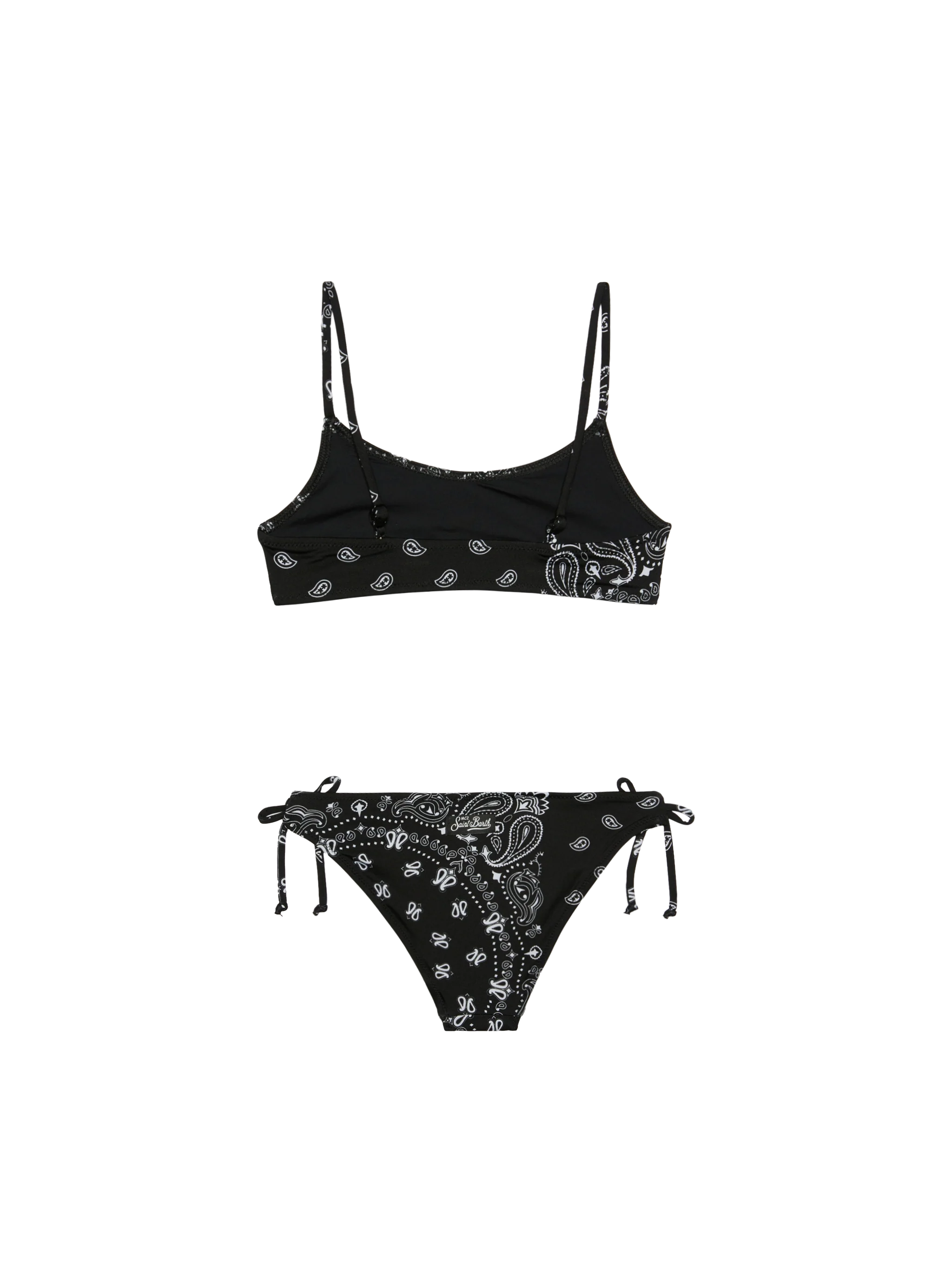 Girl Bralette Bikini With Bandanna Print Black