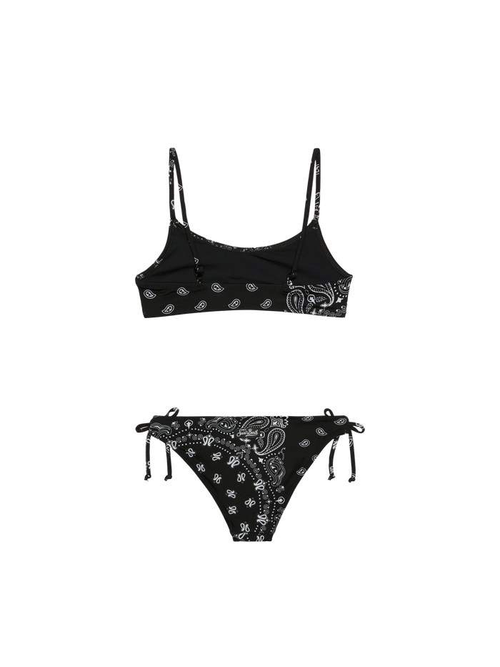 Girl Bralette Bikini With Bandanna Print Black