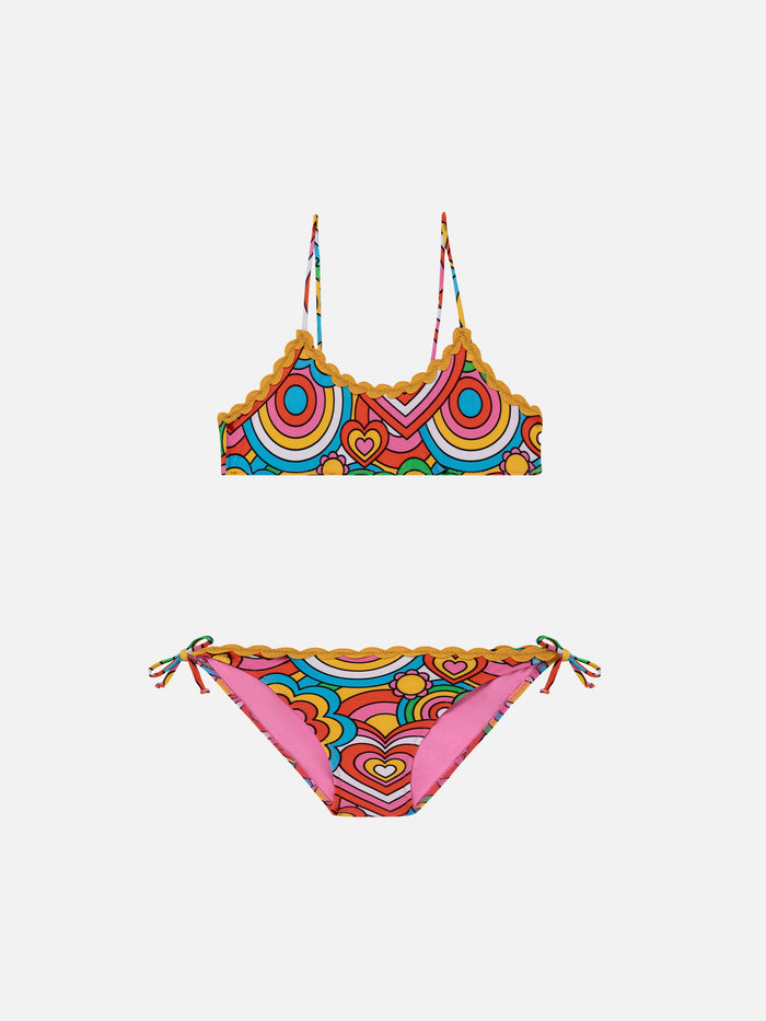 Girl Bralette Bikini With Multicolor Print __single__