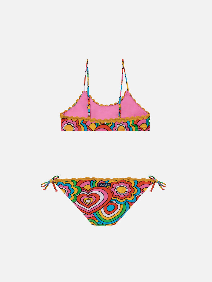 Girl Bralette Bikini With Multicolor Print __single__