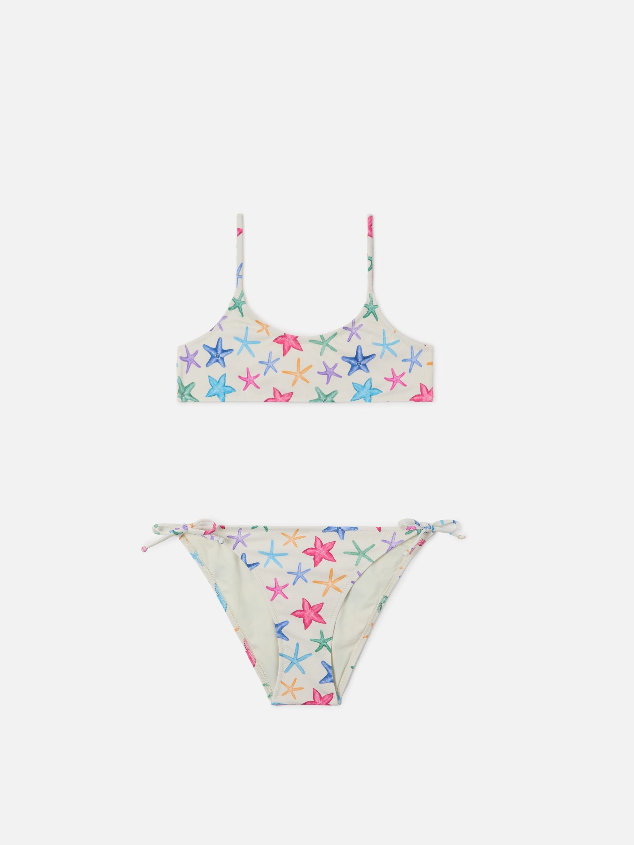 Jaiden Cream Bikini With Multicolor Starfish Print White
