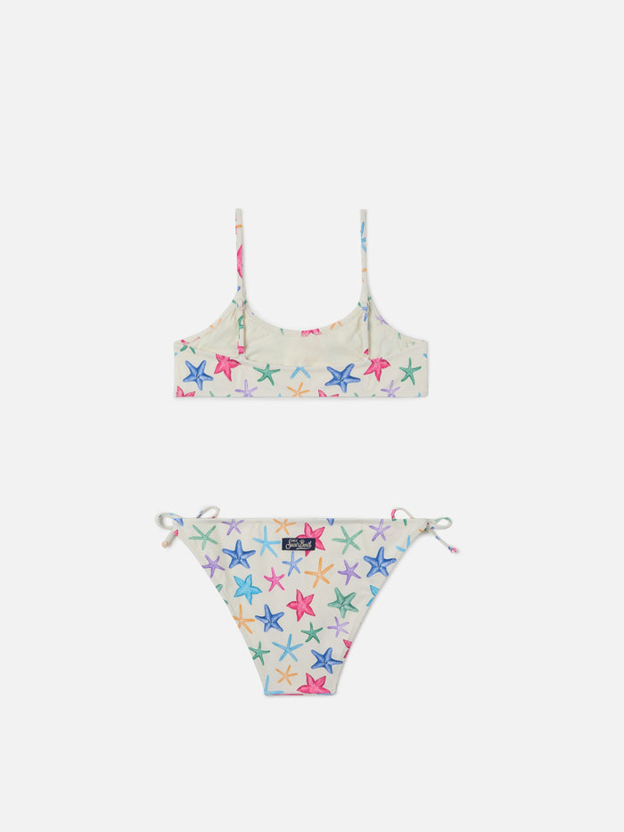 Jaiden Cream Bikini With Multicolor Starfish Print White