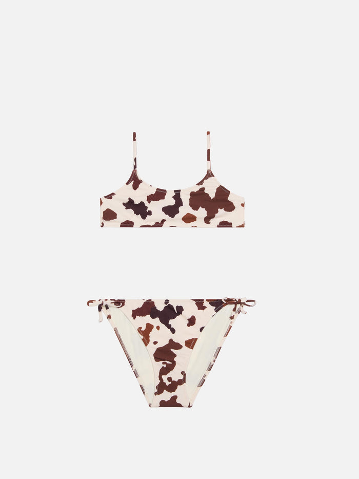 Jaiden Bralette Bikini With Cow Skin Print Beige