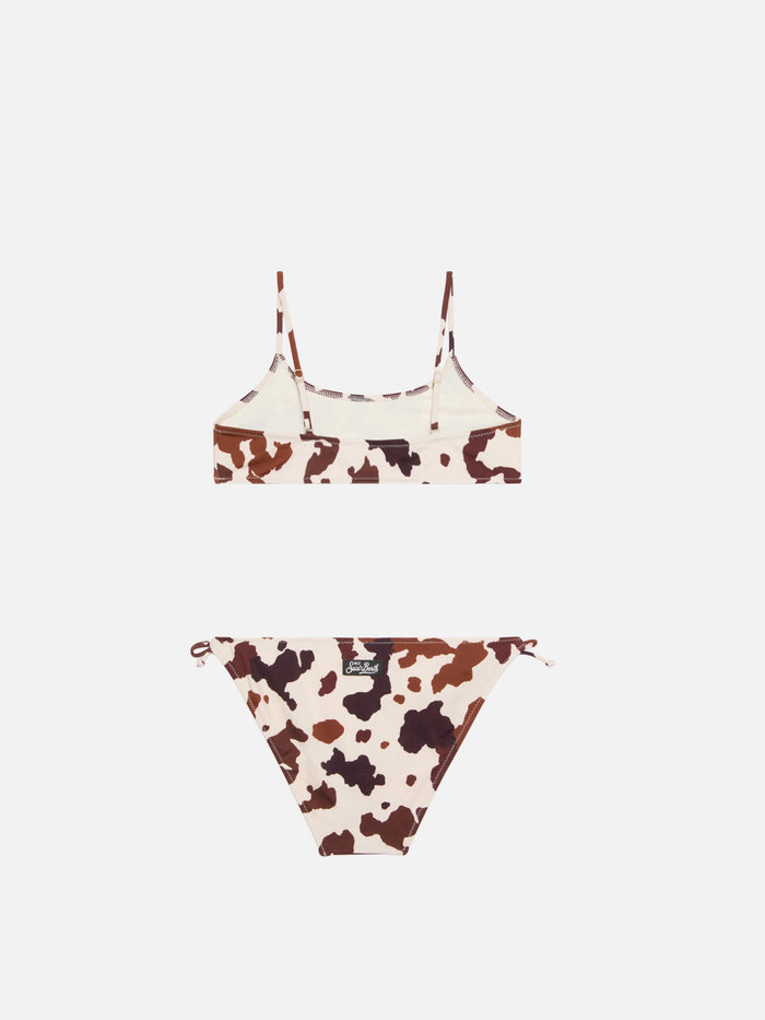 Jaiden Bralette Bikini With Cow Skin Print Beige