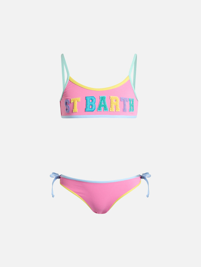 Girl Bralette Bikini Jaiden With St. Barth Terry Patch Pink