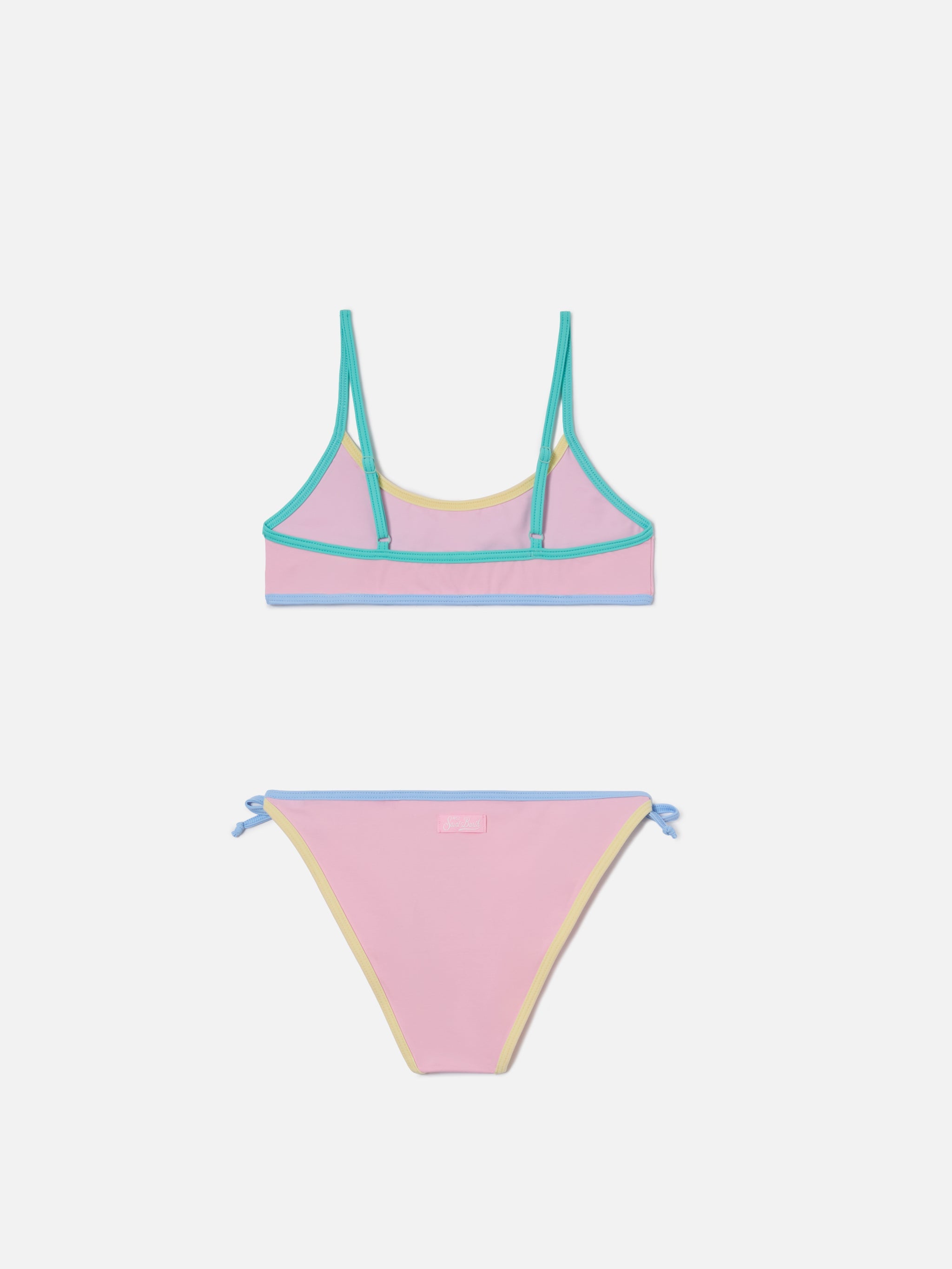 Jaiden String Pink Bikini With Multicolor Terry Effect Patch