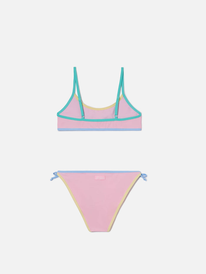 Jaiden String Pink Bikini With Multicolor Terry Effect Patch __single__