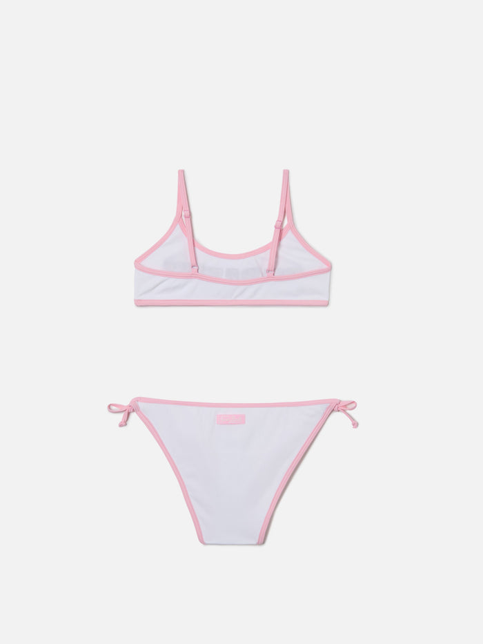 Jaiden String White Bikini With Animal Print Terry Effect Patch