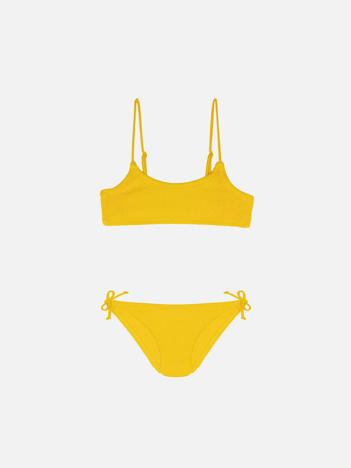 Jaiden Yellow Crinkle Bralette Bikini __single__