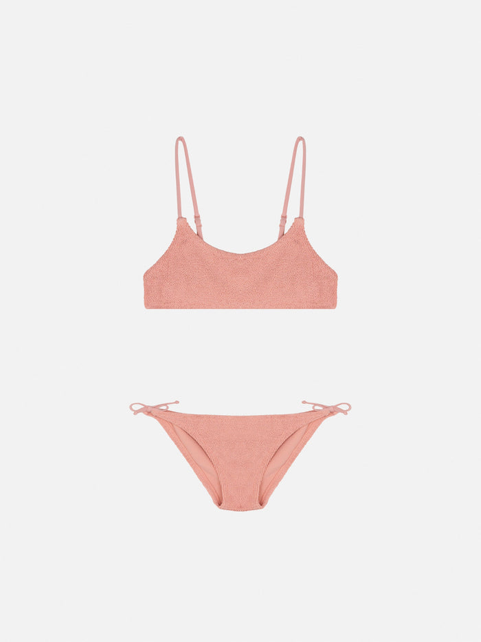 Jaiden Pink Crinkle Bralette Bikini __single__