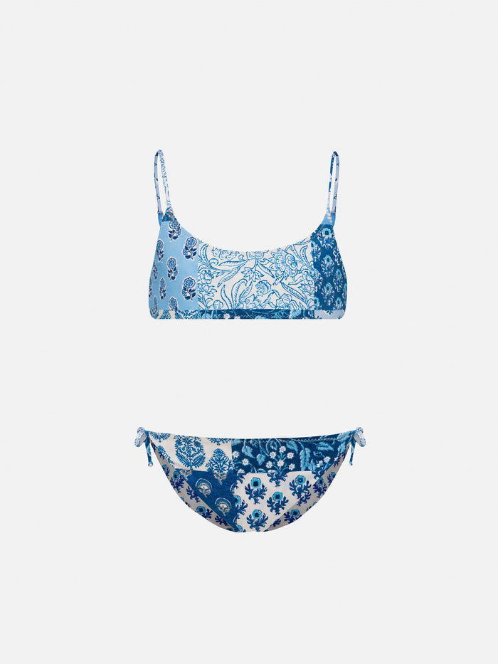 Jaiden Double Face Bralette Bikini With Flower Print __single__