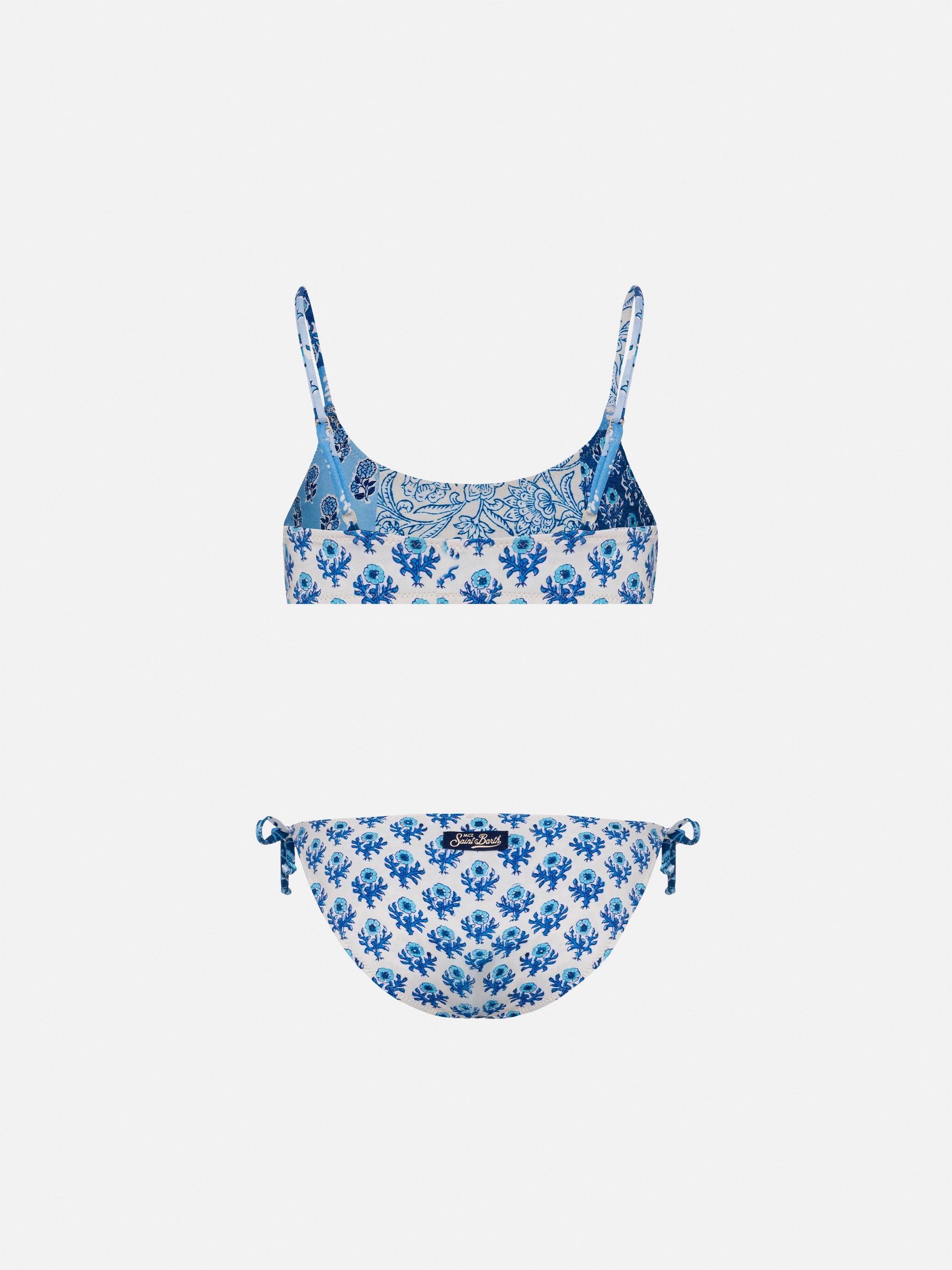 Jaiden Double Face Bralette Bikini With Flower Print Sky
