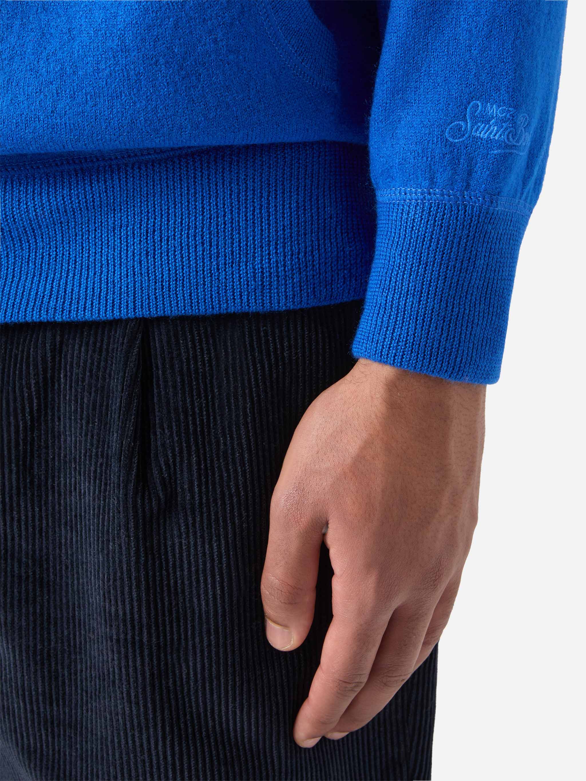 Crewneck Hooded Sweater Jake With Week-End Off Embroidery Blue