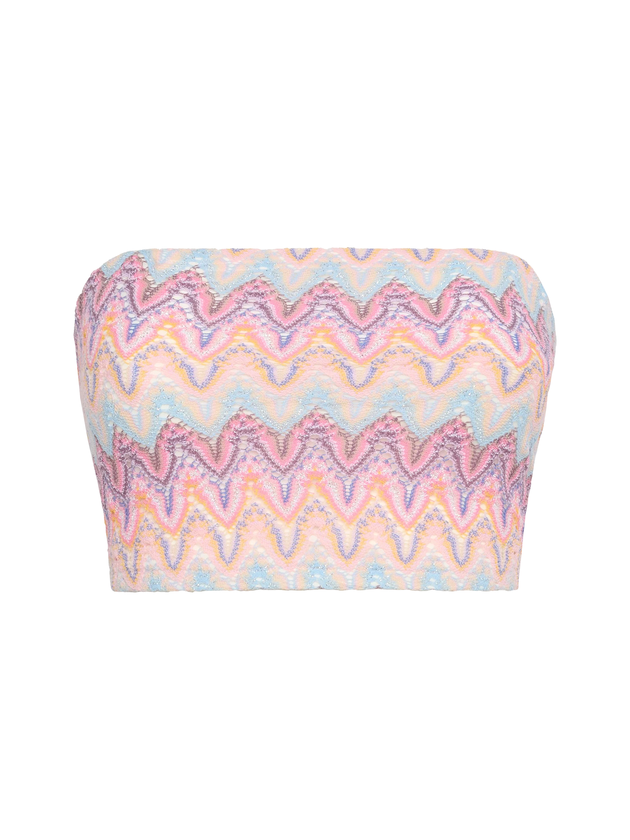 Jaclyn Strapless Bandeau Top With Chevron Pattern Pink Top_apparel