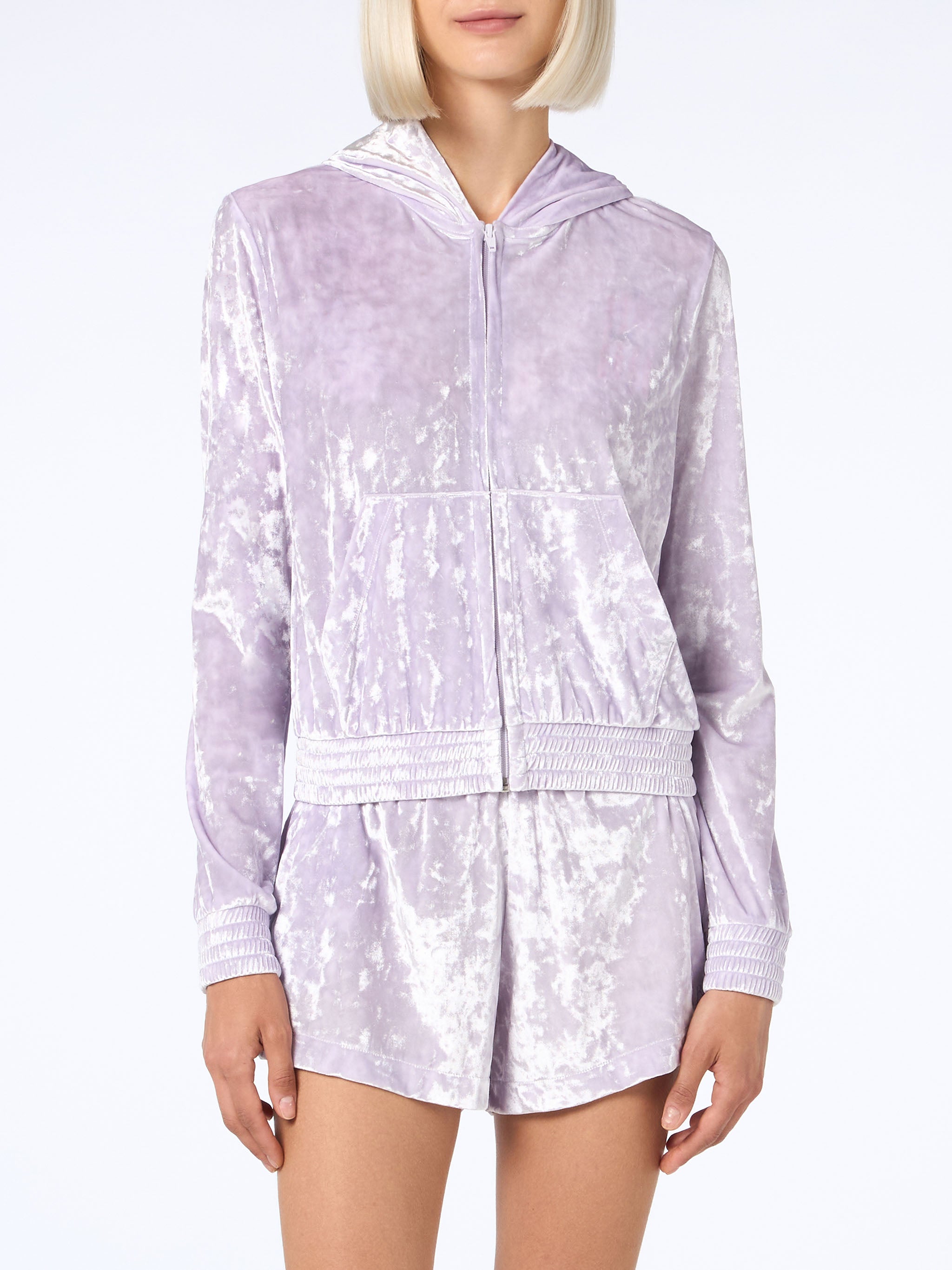 Jasmine Lilac Chenille Zip Hoodie Pink Sweatshirt
