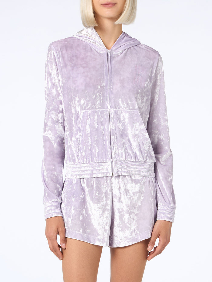Jasmine Lilac Chenille Zip Hoodie Pink Sweatshirt