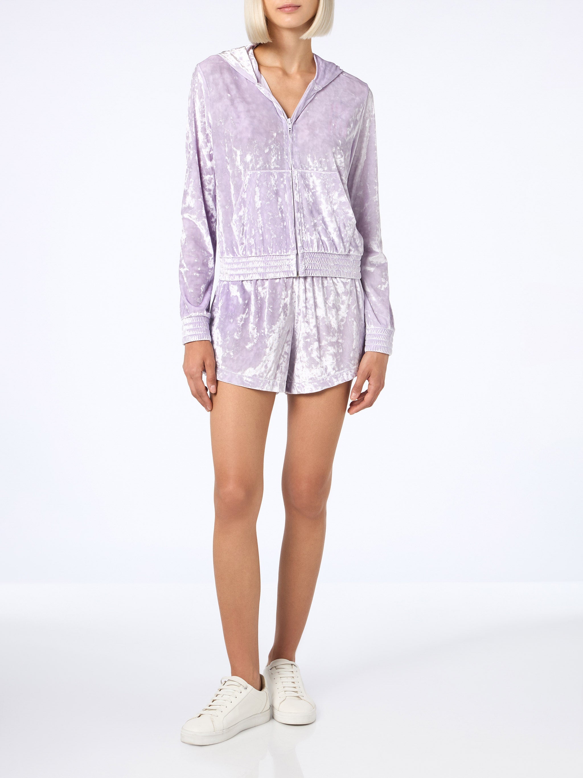 Jasmine Lilac Chenille Zip Hoodie Pink Sweatshirt